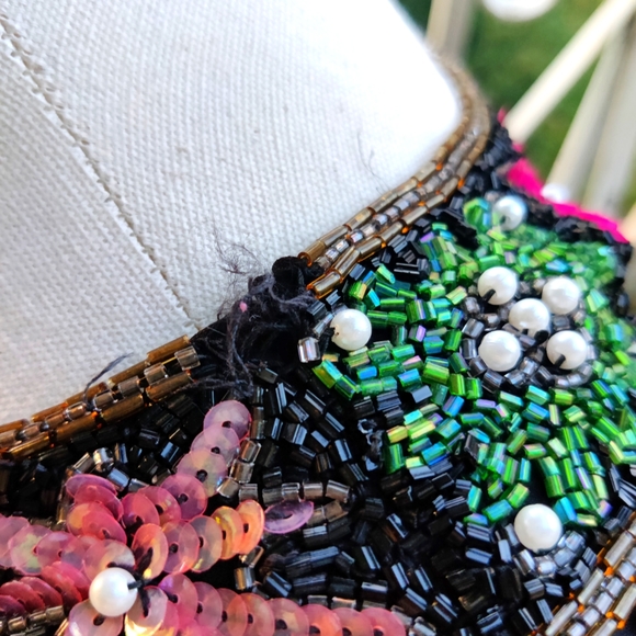 Size XS/S/M Fully beaded 80s formal evening-wear top - Picture 4 of 11